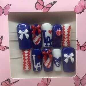 Blue and White Baseball Nail Art Set